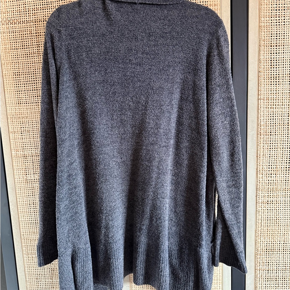 Barefoot Dreams Cozychic Lite Charcoal Open Front Cardigan - Picture 3 of 9